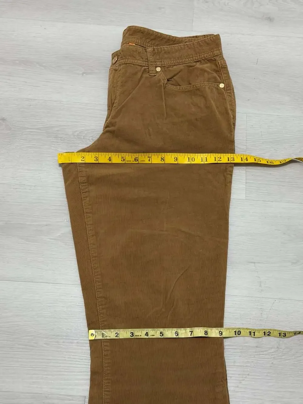 Tory Burch Women's Brown Corduroy Flare Pants Embroidered Logo Back Pockets 31